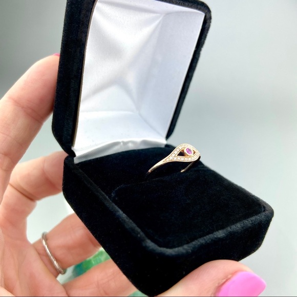Incredible Ruby Diamond Evil Eye Ring 14 kt Gold Witchcraft Protection 7 - Picture 8 of 10